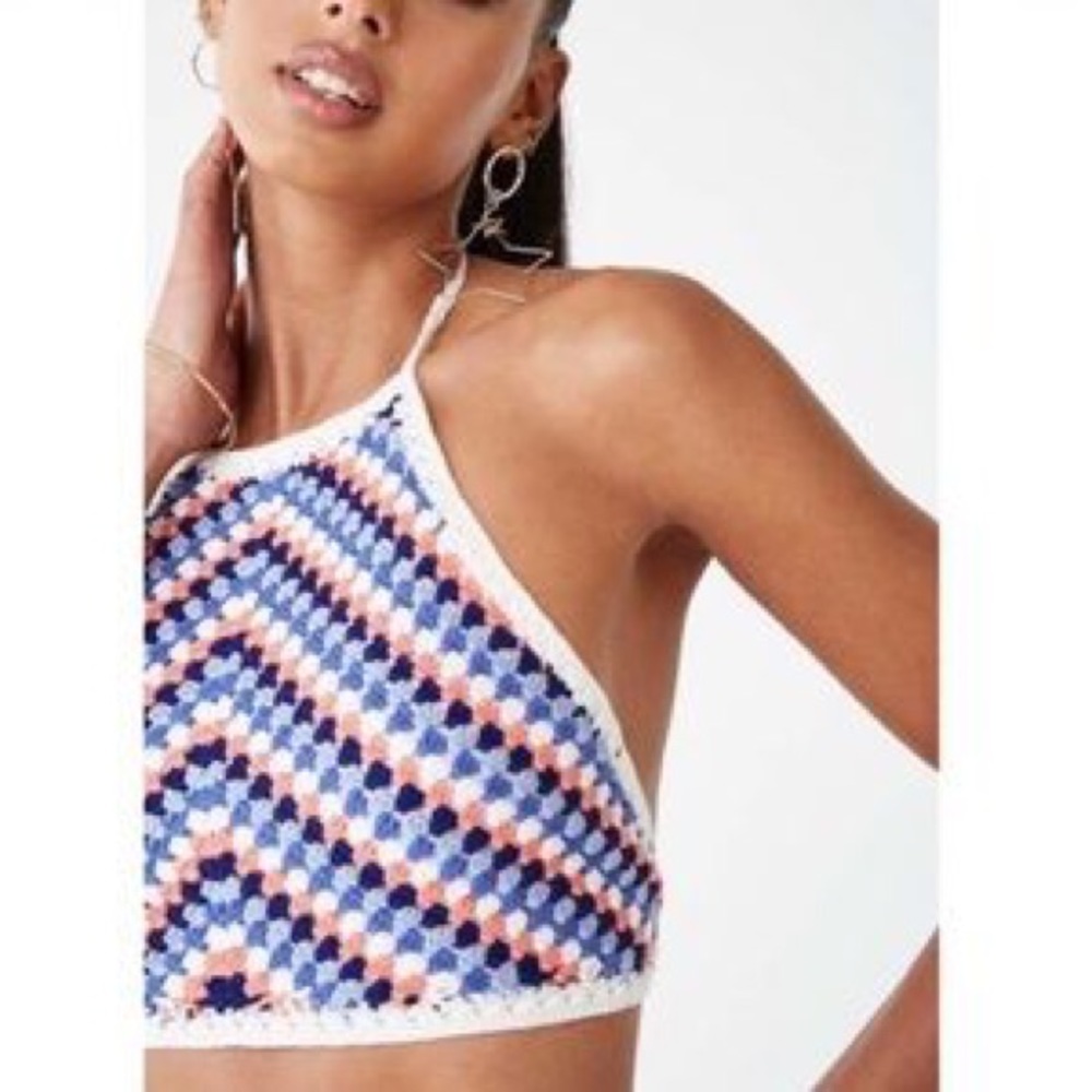 Forever21 Multicolor Crochet Halter Crop Top - Picture 3 of 5